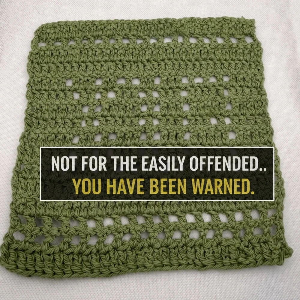 Handmade Crochet 100% cotton F*CK Dishcloths Set of 2 Sage Green Cotton